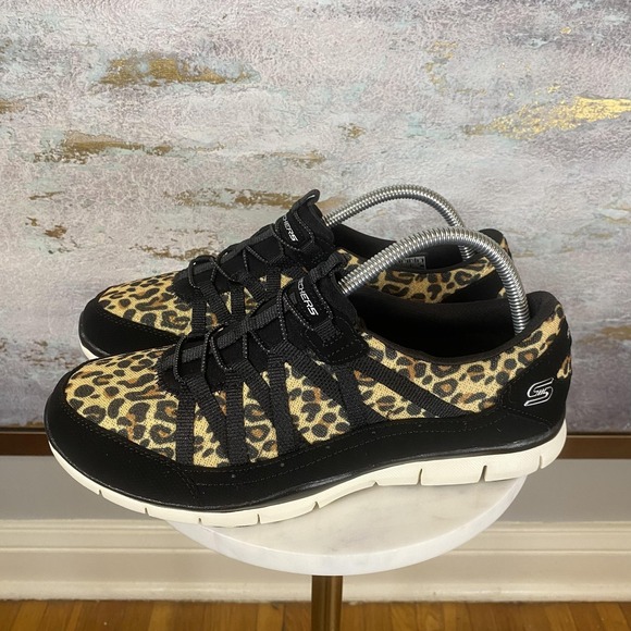 Skechers Shoes - Skechers Air Cooled Shoes Womens Size 9.5 Brown Leopard Sneakers SN 104099
